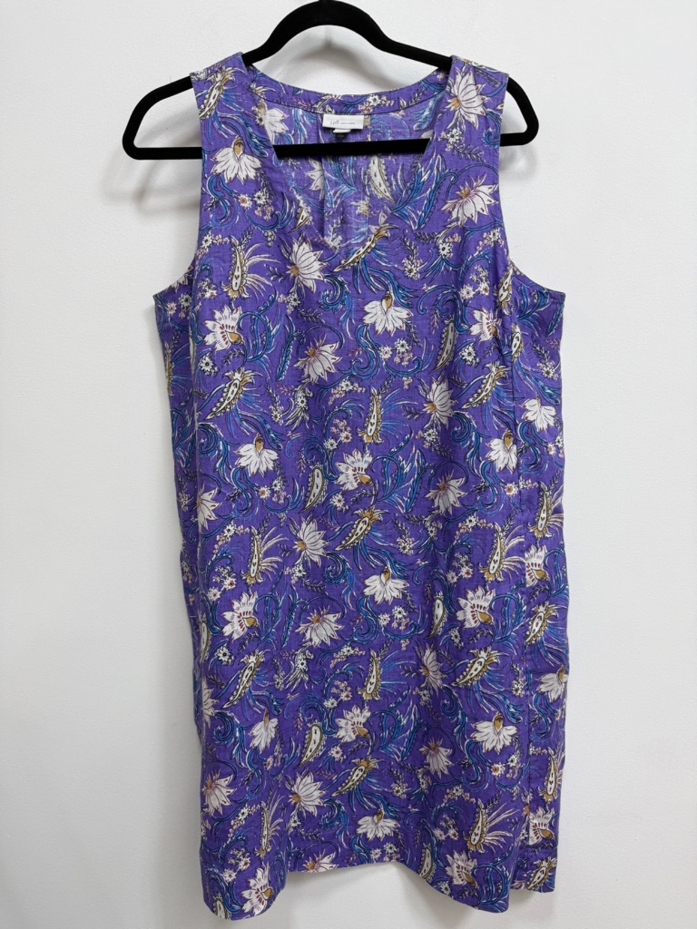 J. Jill Purple Floral Sleeveless Shift Dress